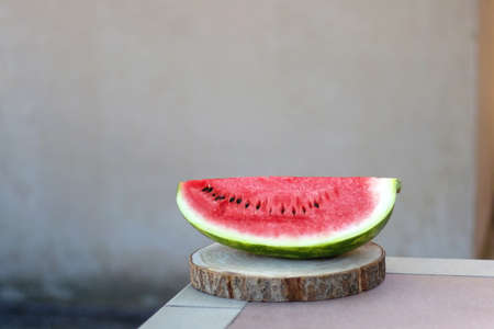 Watermelon slice on the table. Selective focus.の写真素材
