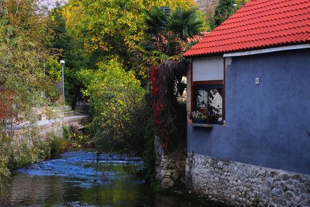 Picturesque house by the river, in Zrnovnica, Croatia.の写真素材