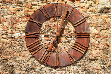 Old rustic clock, landmark in Zagreb, Croatia.