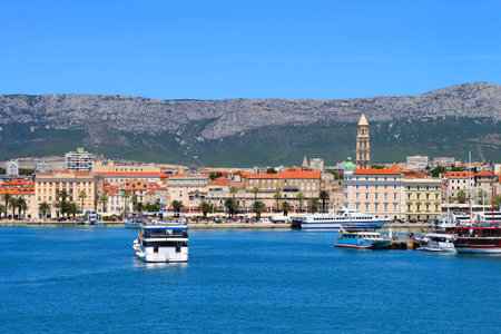 Historical city centre of Split, Croatia. Beautiful view of the promenade.の写真素材