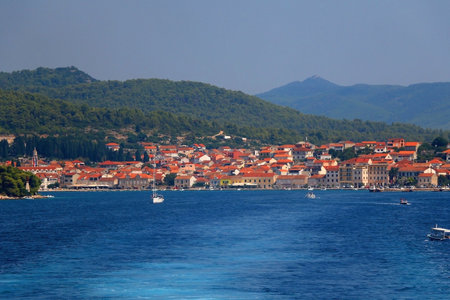 Sailing boat and beautiful Adriatic sea landscape in Croatia.の写真素材