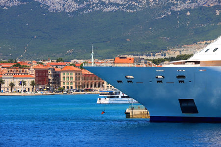 Historical city centre of Split, Croatia. Beautiful view of the promenade.の写真素材