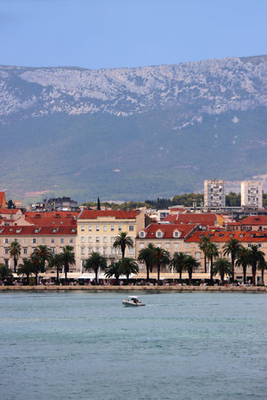 Historical city centre of Split, Croatia. Beautiful view of the promenade.の写真素材