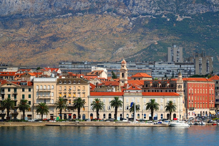 Historical city centre of Split, Croatia. Beautiful view of the promenade.の写真素材