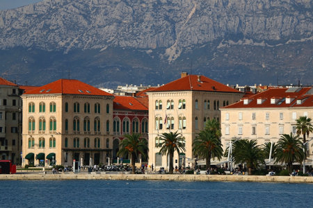 Historical city centre of Split, Croatia. Beautiful view of the promenade.の写真素材