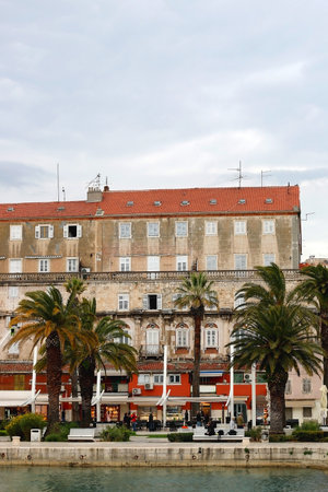 Historical city centre of Split, Croatia. Beautiful view of the promenade.の写真素材