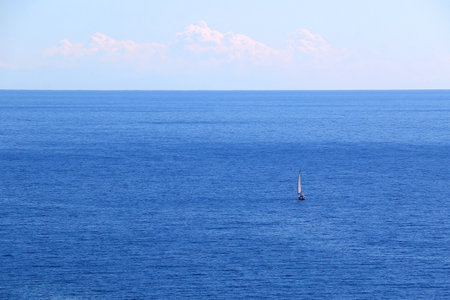 Sailing boat and beautiful Adriatic sea landscape in Croatia.の写真素材