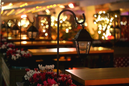 Christmas decorations and lights on Riva Promenade in Split, Croatia. Festive December night in...