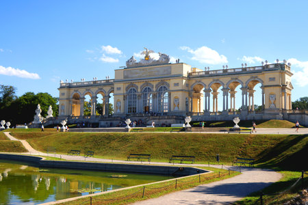Gloriette pavilion in SchÃ¶nbrunn garden. Landmark in Vienna, Austria.の写真素材