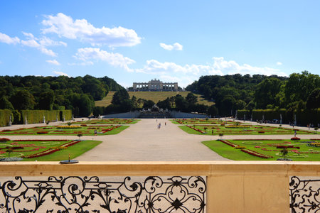 Gloriette pavilion in SchÃ¶nbrunn garden. Historical landmark in Vienna, Austria.の写真素材