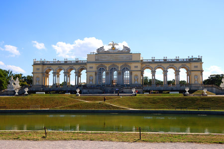 Gloriette pavilion in SchÃ¶nbrunn garden. Historical landmark in Vienna, Austria.の写真素材