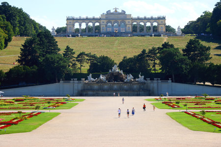 Gloriette pavilion in SchÃ¶nbrunn garden. Historical landmark in Vienna, Austria.の写真素材