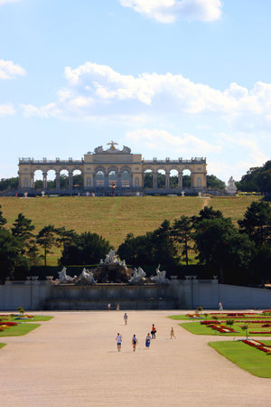 Gloriette pavilion in SchÃ¶nbrunn garden. Historical landmark in Vienna, Austria.の写真素材