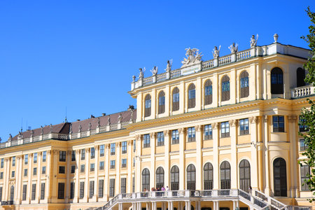 Beautiful SchÃ¶nbrunn Palace and surrounding garden in Vienna, Austria. Historical landmark in Vienna.の写真素材