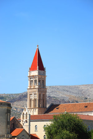 The Cathedral of St. Lawrence is a historical landmark in Trogir, Croatia. Trogir is popular travel location and UNESCO World Heritage Site.の写真素材