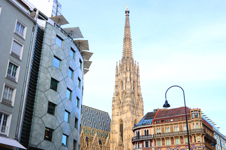 Beautiful classic architectural details on the streets of Vienna, Austria.の写真素材