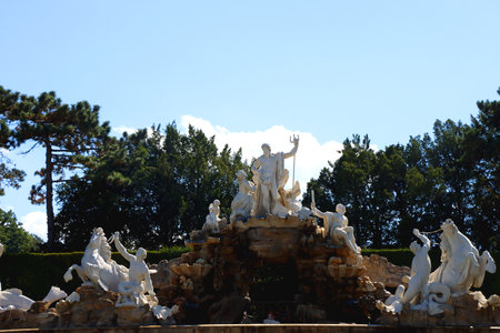 Beautiful garden and park of SchÃ¶nbrunn Palace in Vienna, Austria. Historical landmark in Vienna.の写真素材