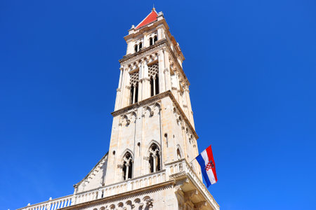 The Cathedral of St. Lawrence is a historical landmark in Trogir, Croatia. Trogir is popular travel location and UNESCO World Heritage Site.の写真素材