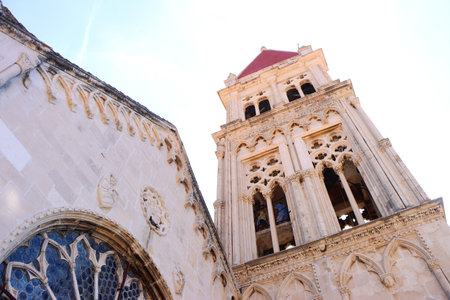 The Cathedral of St. Lawrence is a historical landmark in Trogir, Croatia. Trogir is popular travel location and UNESCO World Heritage Site.の写真素材