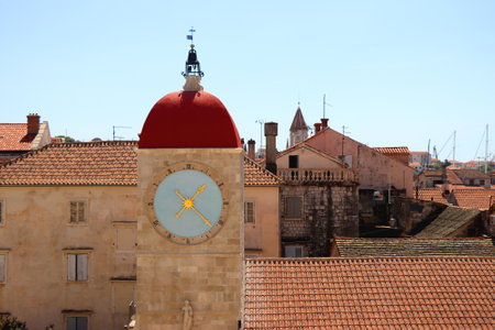 Historical clock tower in trogir, Croatia.の写真素材