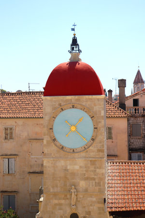 Historical clock tower in trogir, Croatia.の写真素材