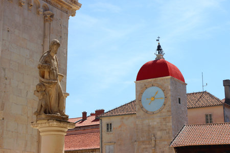 Historical clock tower in trogir, Croatia.の写真素材