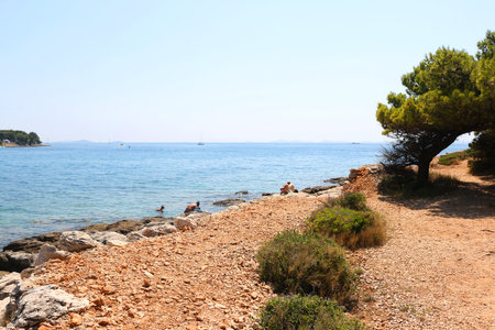 Beautiful beach Podvrske on Murter island, Croatia.の写真素材