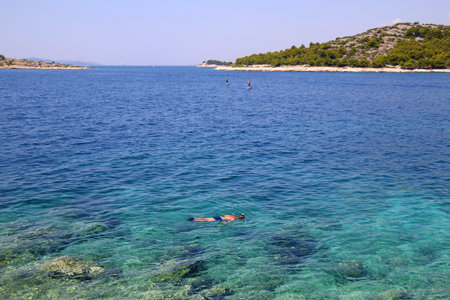 Beautiful beach Podvrske on Murter island, Croatia.の写真素材