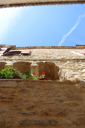 Traditional Mediterranean architectural details in Trogir, Croatia.の写真素材