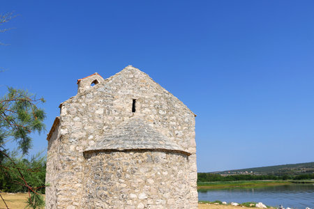 Beautiful Nekic beach in Posedarje, Croatia.の写真素材