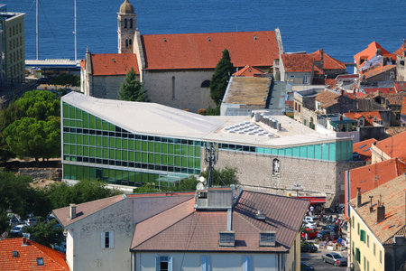 Aerial view of Sibenik, picturesque coastal town in Croatia.の写真素材