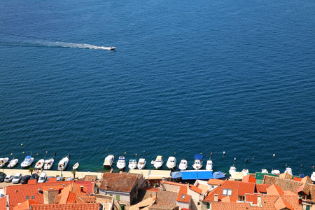 Aerial view of Sibenik, picturesque coastal town in Croatia.の写真素材
