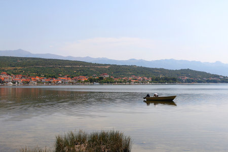 Beautiful Nekic beach in Posedarje, Croatia.の写真素材