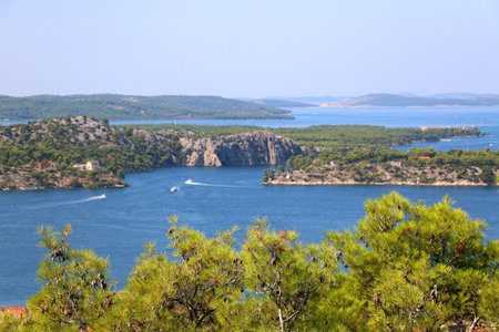 Aerial view of Sibenik, picturesque coastal town in Croatia.の写真素材