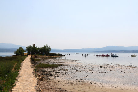 Beautiful Nekic beach in Posedarje, Croatia.の写真素材