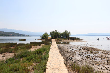 Beautiful Nekic beach in Posedarje, Croatia.の写真素材