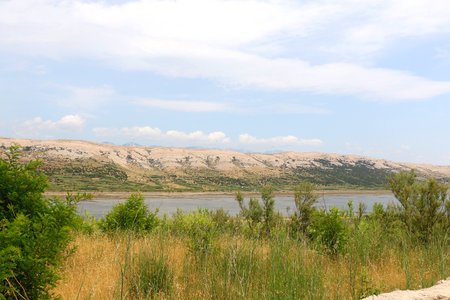 Saltwork and beautiful landscape on island Pag, Croatia.の写真素材