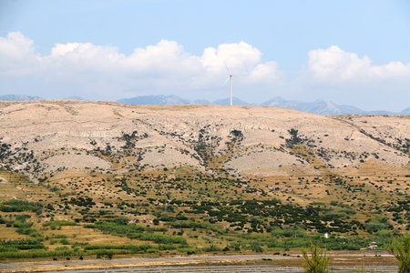 Saltwork and beautiful landscape on island Pag, Croatia.の写真素材
