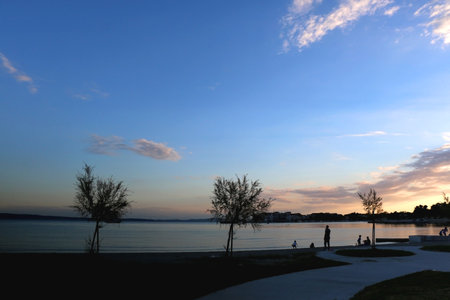 Beautiful beach in Podstrana, small coastal town near Split, Croatia.の写真素材