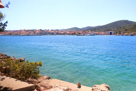 Beautiful beach in Vela Luka, on island Korcula, Croatia.の写真素材