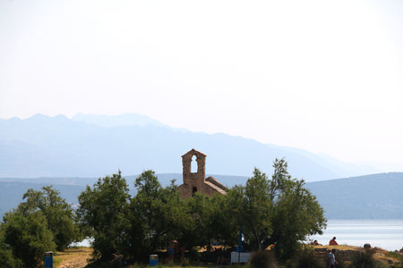 Beautiful Nekic beach in Posedarje, Croatia.の写真素材