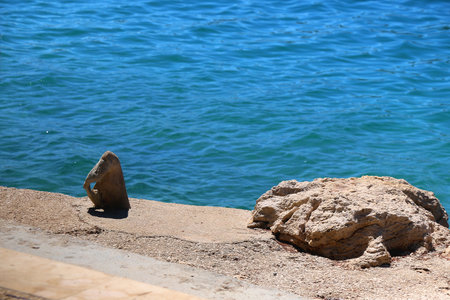 Beautiful beach in Vela Luka, on island Korcula, Croatia.の写真素材