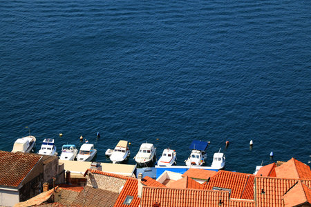 Aerial view of Sibenik, picturesque coastal town in Croatia.の写真素材
