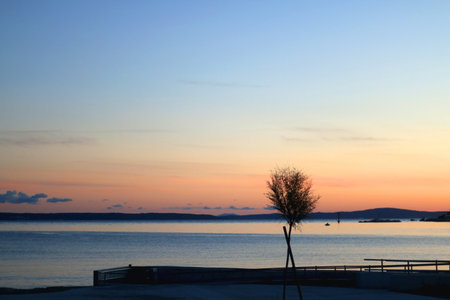 Beautiful beach in Podstrana, small coastal town near Split, Croatia.の写真素材