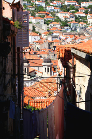 Picturesque Mediterranean street in Dubrovnik, Croatia.の写真素材