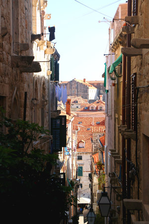 Picturesque Mediterranean street in Dubrovnik, Croatia.の写真素材