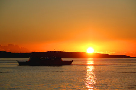 Beautiful sunset on the Bacvice beach in Split, Croatia.