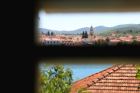 Traditional Mediterranean architecture in Vela Luka, on island Korcula, Croatia.の写真素材