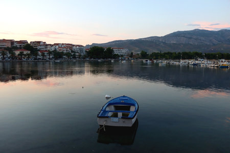 Beautiful sunset in Stobrec, small coastal town near Split, Croatia.