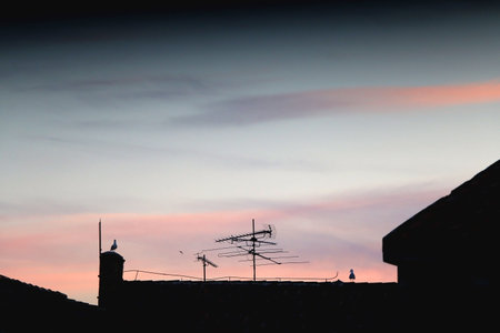 View of beautiful colorful sunset sky.